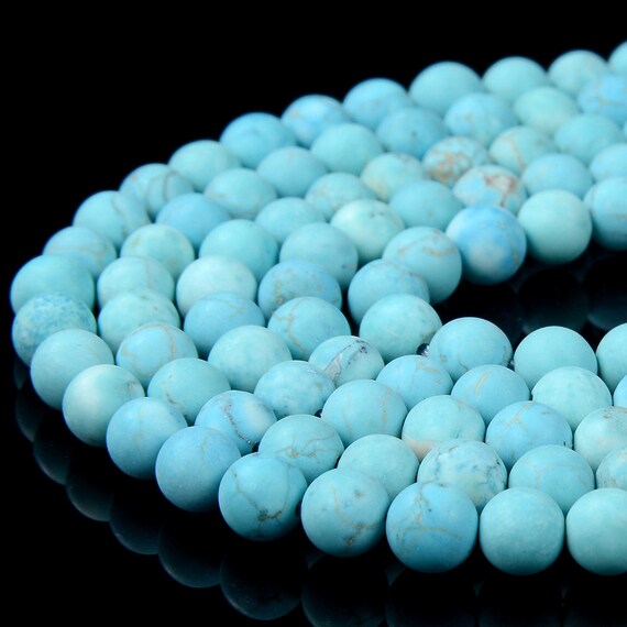 Matte Turquoise Blue Gemstone Round 5mm 6mm Loose Beads 15 Inch Full Strand Bulk Lot 1,2,6,12 And 50 (d294)