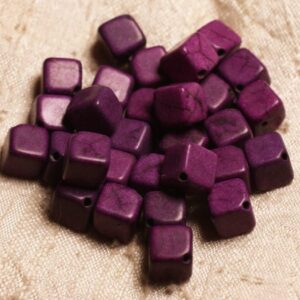 20pc - Perles Turquoise Synthèse Cubes 8x8mm Violet 4558550011633