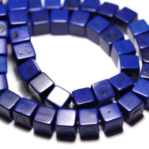 20pc - Perles Turquoise Synthèse reconstituée Cubes 8mm Bleu nuit - 8741140009196