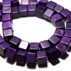 20pc - Perles Turquoise Synthèse reconstituée Cubes 8mm Violet - 8741140009257