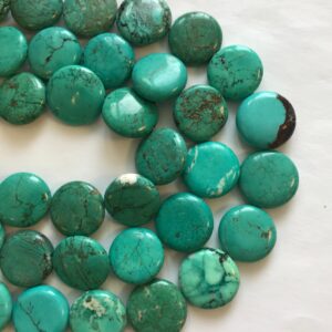 turquoise 25x8mm flat coin gemstone bead -15.5''