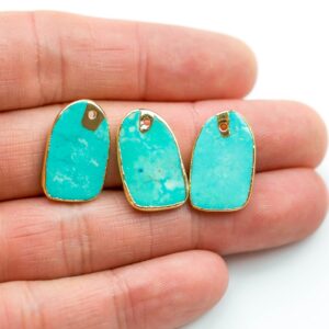 Turquoise Charm Freeform Oval connectors turquoise thumb -  Approximately 14*21mm