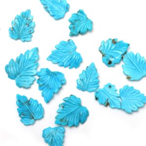Turquoise Leaf Carving Loose Gemstone, 10x13 mm to 18.5x24 mm, Turquoise Carving, Turquoise Leaf Jewelry Making Gemstone, Set of 20 Pieces