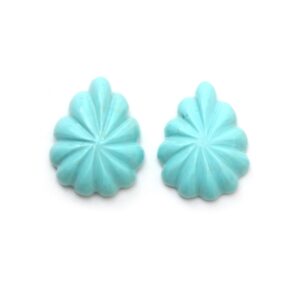 Natural Turquoise Carving Pear Loose Gemstone, 13x17.5 mm, Turquoise Pear Jewelry Making Gemstone,  Turquoise Carving, Pair ( 2 Pieces )