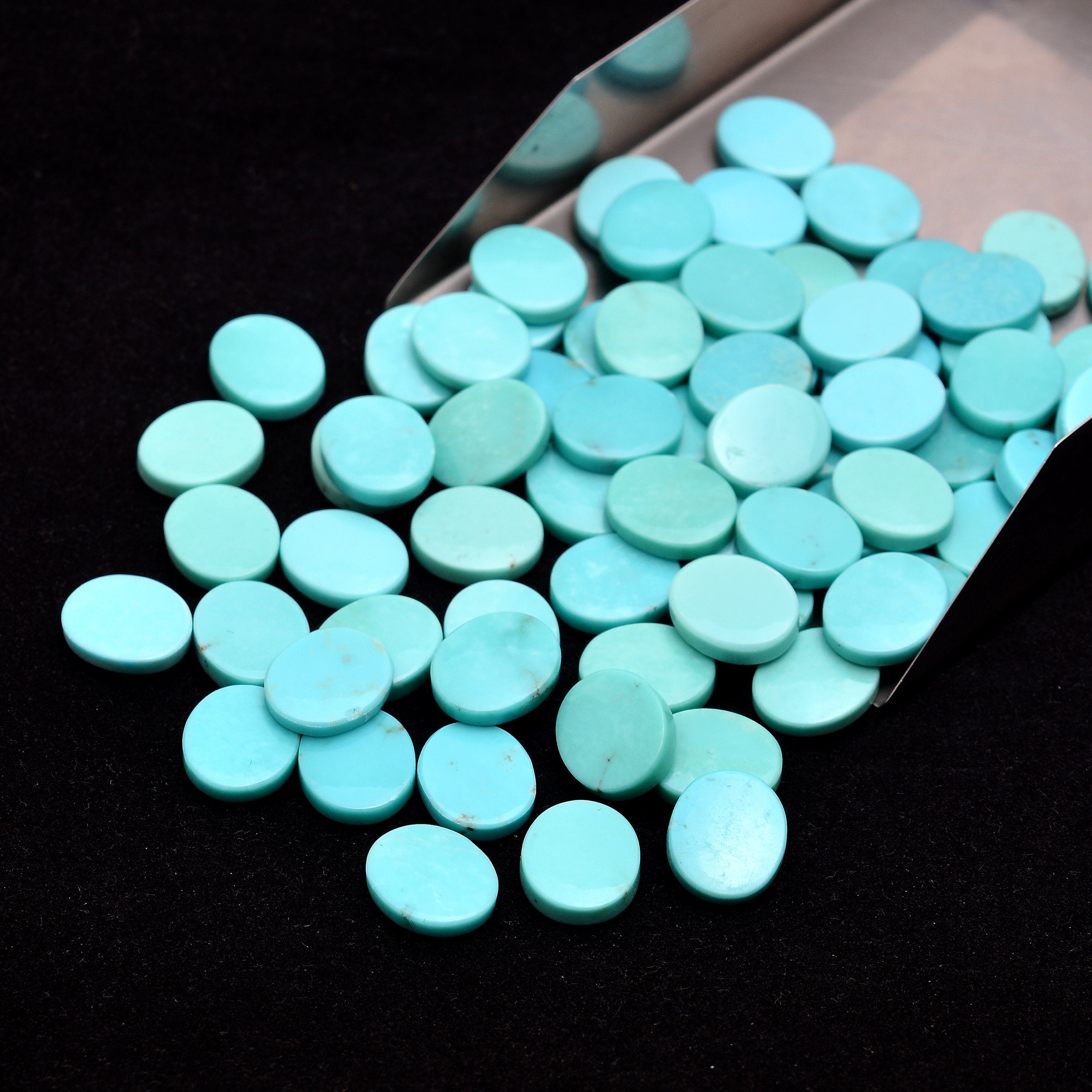 Natural Turquoise Gemstone 8x10mm Oval Coins | Arizona Blue Turquoise Loose Semi Precious Gemstone Discs | Aaa+ Loose Turquoise Oval Coins