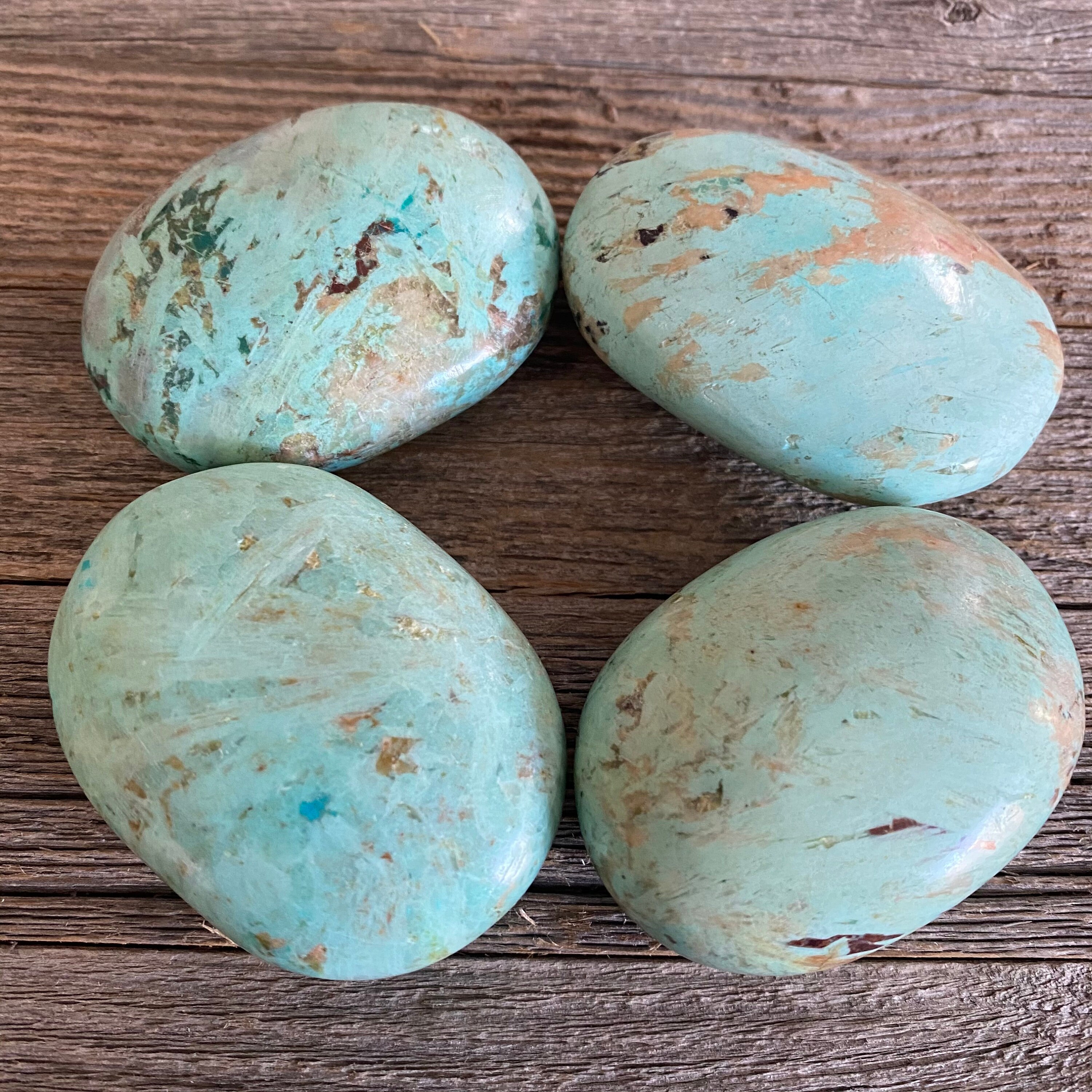 Polished Turquoise Palm Stone: Healing Crystal For Calm & Balance