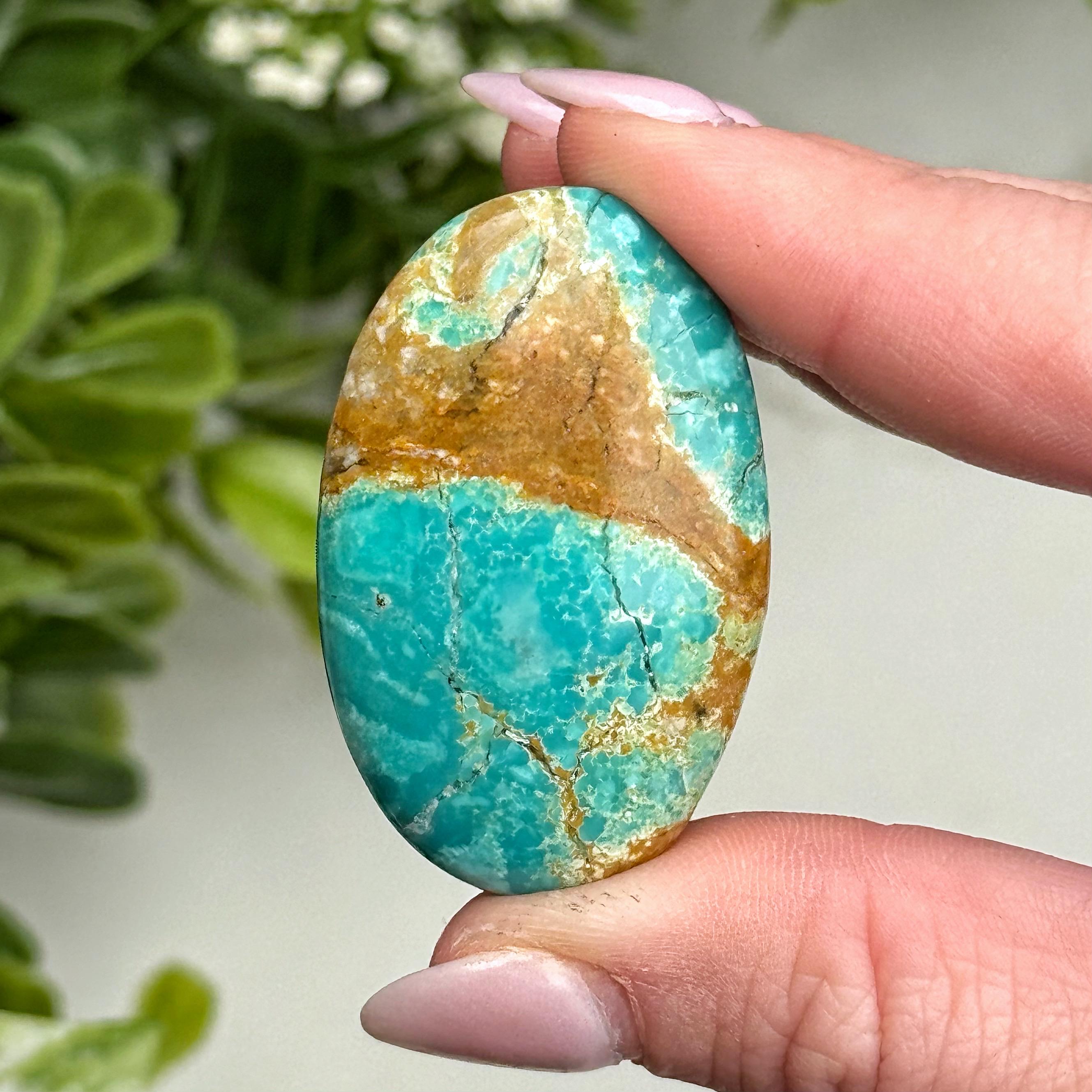 Turquoise Palmstone | 15g | - #2 (polished Blue Crystal Pocket Stone Palm, Throat Chakra, Healing Stone, Peace)