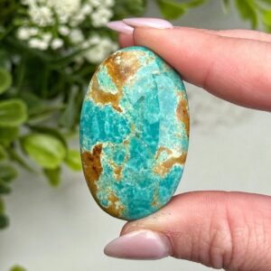 Turquoise Palmstone | 15g | - #3 (polished Blue Crystal Pocket Stone Palm, Throat Chakra, Healing Stone, Peace)
