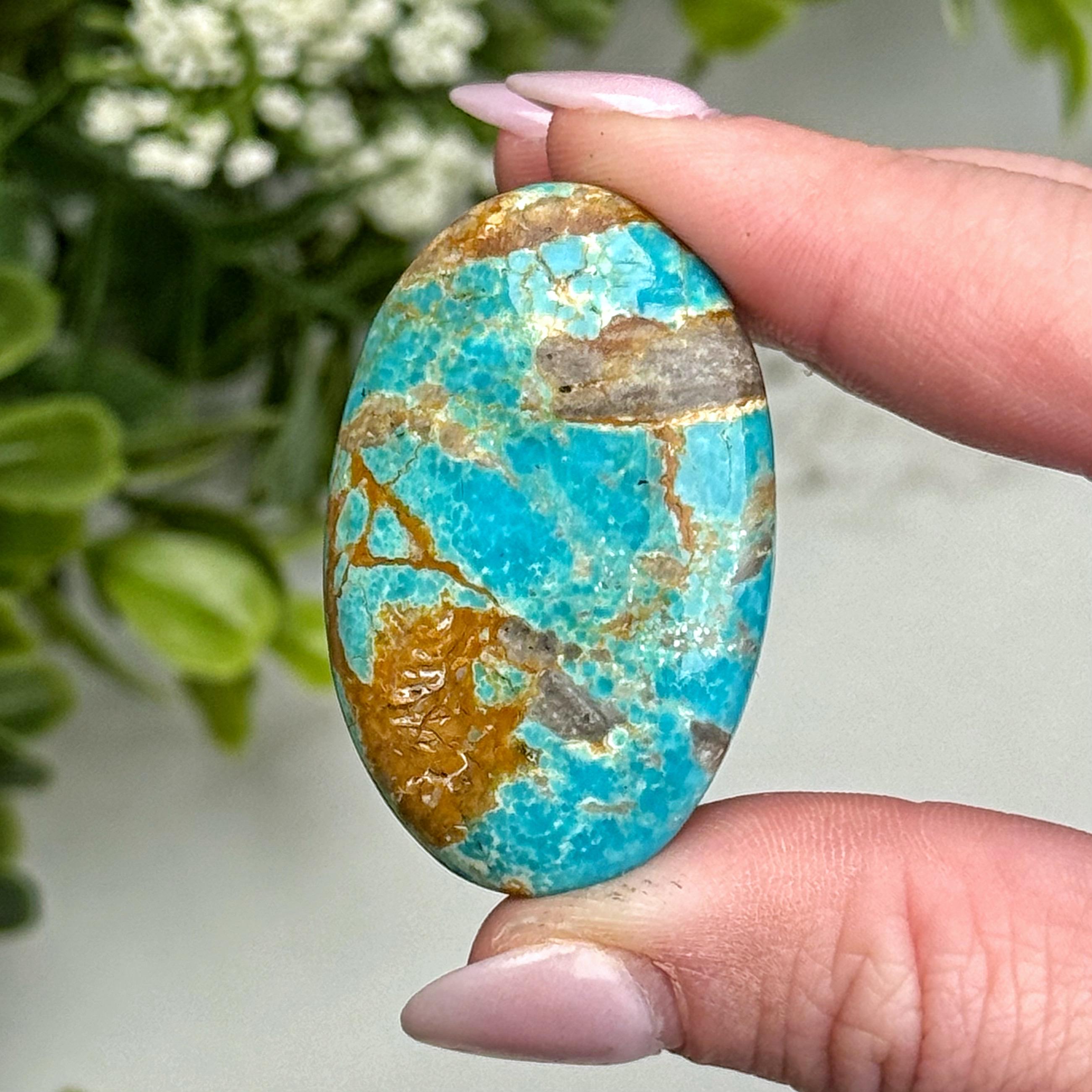 Turquoise Palmstone | 15g | - #6 (polished Blue Crystal Pocket Stone Palm, Throat Chakra, Healing Stone, Peace)