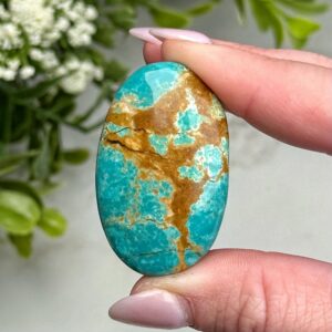 Turquoise Palmstone | 15g | - #9 (polished Blue Crystal Pocket Stone Palm, Throat Chakra, Healing Stone, Peace)