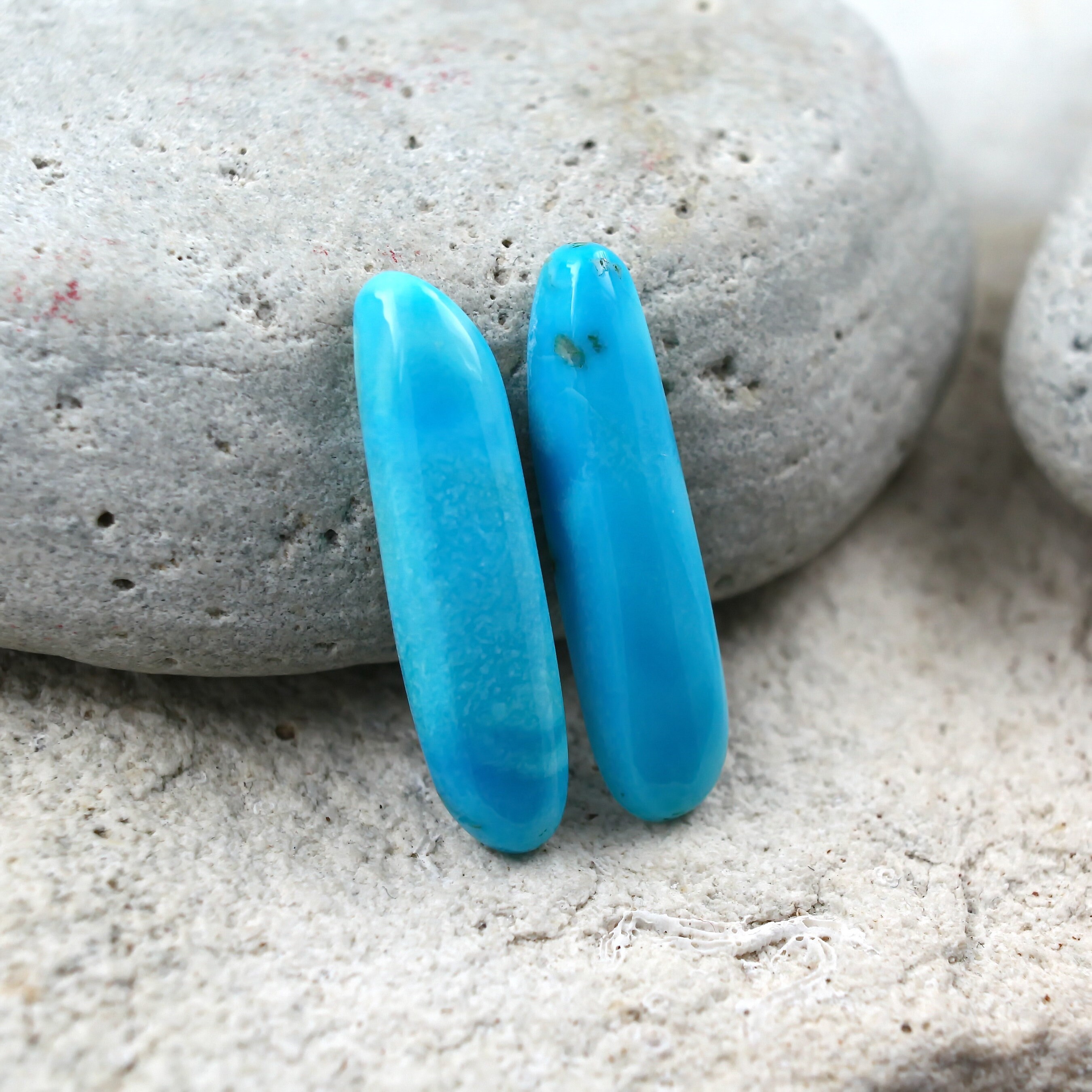 Sleeping Beauty Turquoise Gemstone Pair, Oblong Freeform Shape, Natural Untreated - 9.71ct