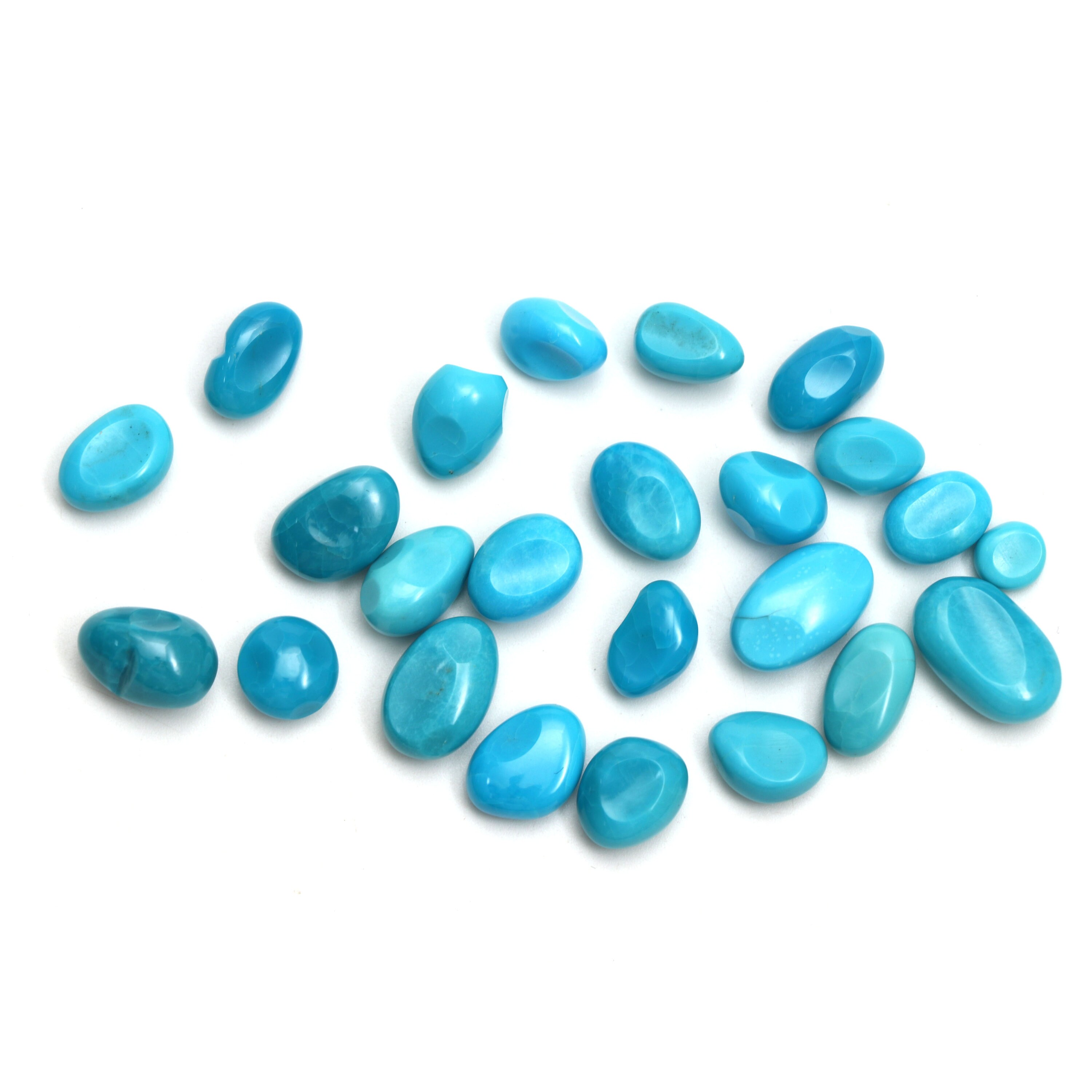 Turquoise Smooth Hammered Tumble Loose Gemstone, 7x7.5 Mm To 10x17 Mm, Turquoise Handmade Gift For Women, Set Of 24 Pieces