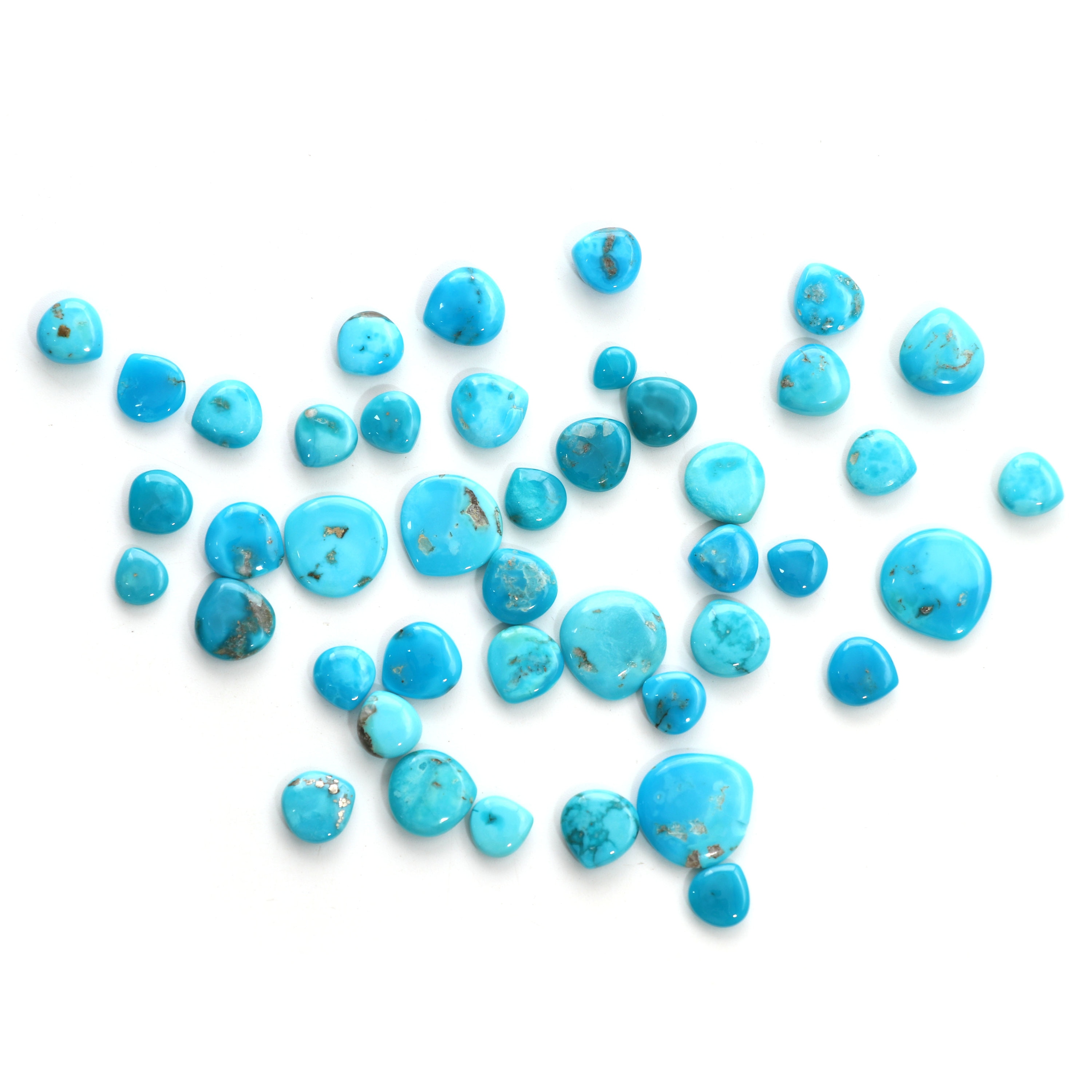 Turquoise Smooth Heart Loose Gemstone, 6.5x7 Mm To 14x15 Mm, Turquoise Jewelry Making Gemstone, Plain Turquoise Gemstone, Set Of 43 Pieces