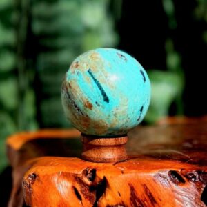 Turquoise sphere w/ stand - from Peru - for protection, healing, and wisdom - turquoise crystal