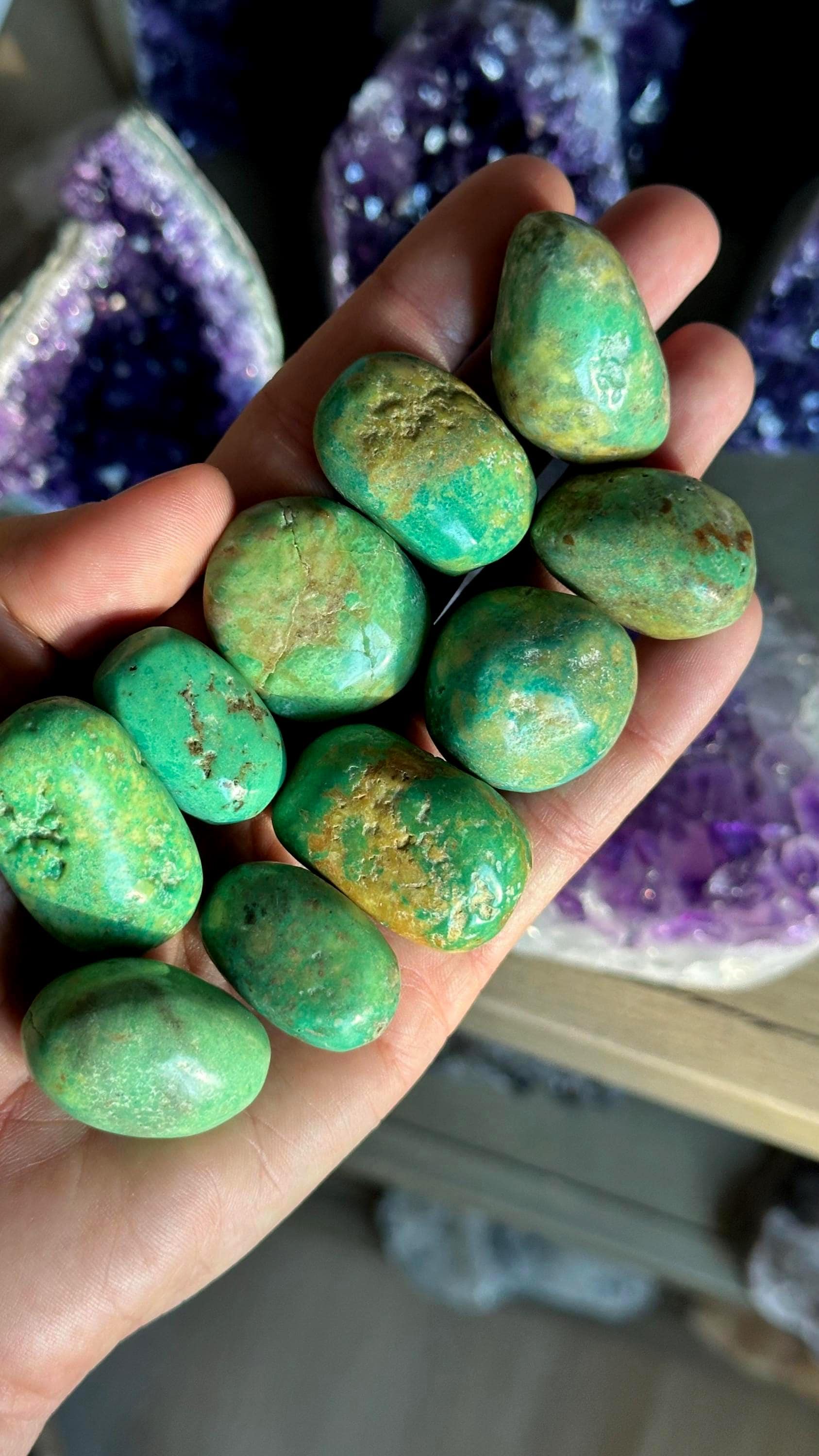 Genuine Green Turquoise, Tumbled, Tumble, Pocket Stone