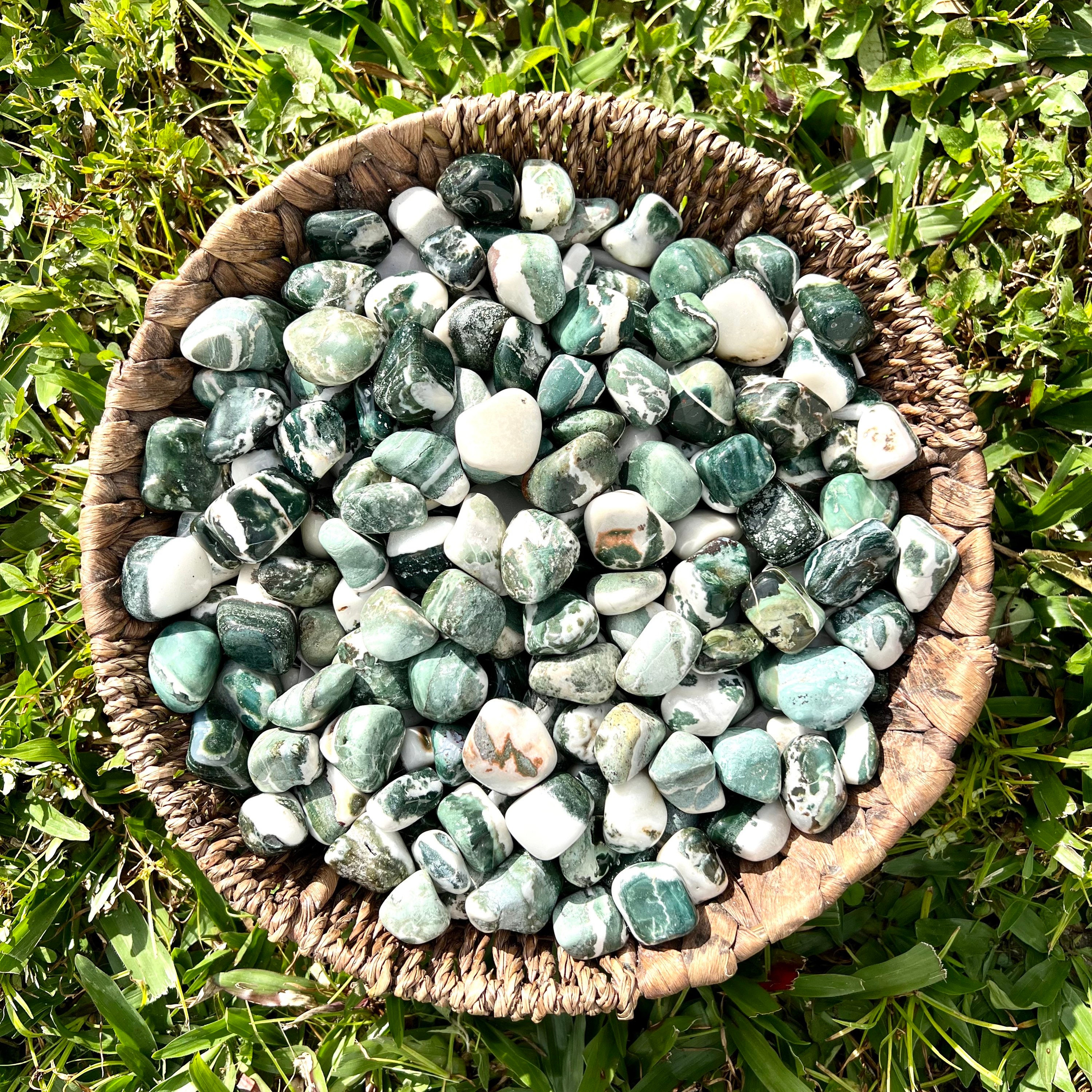 Natural Green Sardonyx Tumbled Stones 20/30mm - Also Known As Indian Turquoise