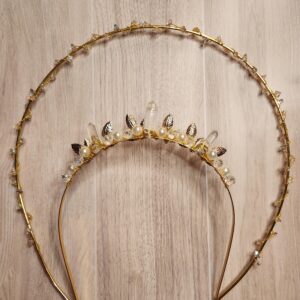 Two Tier Crystal Crown: Clear Quartz, Renaissance Halo Headpiece, Fairy Festival Wear
