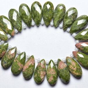 6 Pcs - Beautiful Natural Faceted Unakite Jasper Side Drilled Tear Drops Briolettes - Size is 7x15 mm #1873 6 Pcs - Beautiful Natural Faceted Unakite Jasper Side Drilled Tear Drops Briolettes - Size is 7x15 mm #1873
