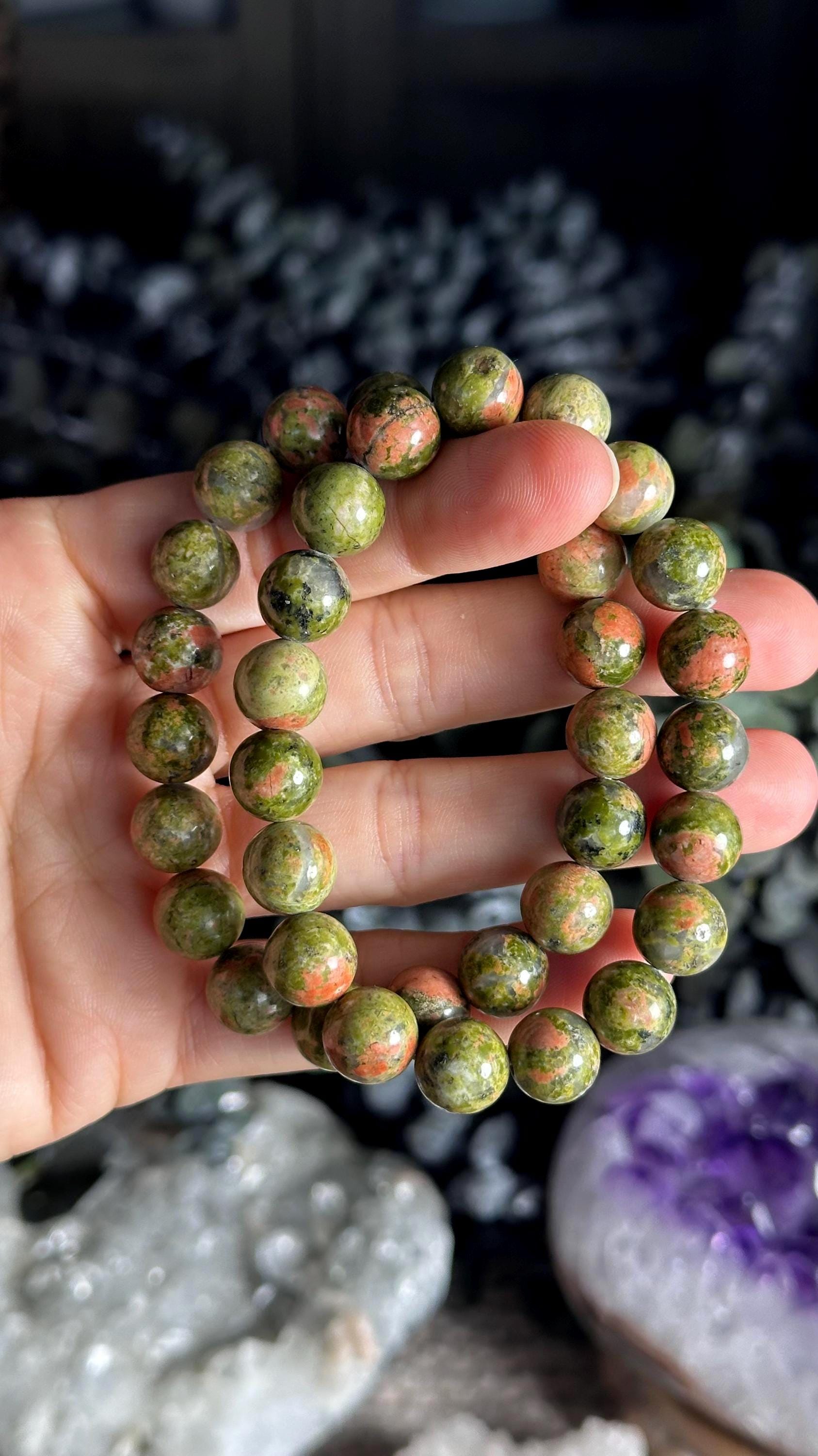 10mm Unakite Crystal Bracelet: Gemstone Jewelry