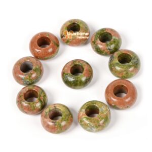 14mm Natural Unakite Universal Large Hole Rondelle Bead for Bracelet DIY Jewelry Making