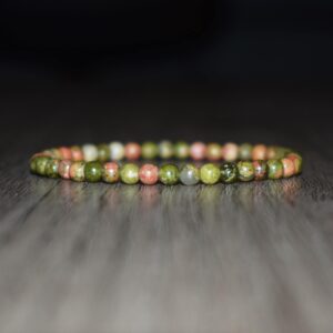4mm Unakite Beaded Bracelet – Unisex Heart Chakra Gemstone Bracelet For Yoga, Meditation & Everyday Wear