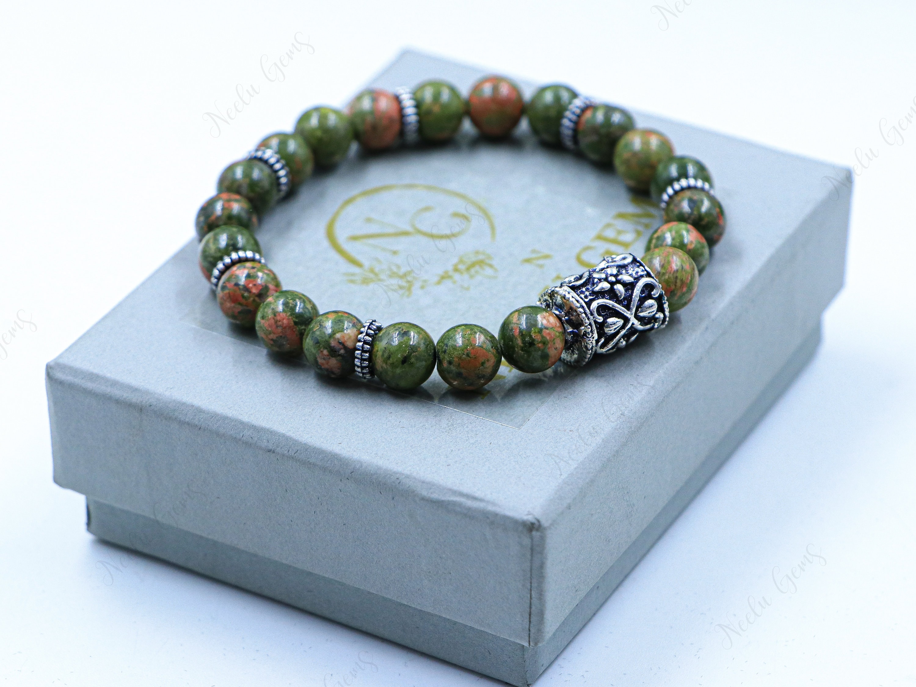 8mm Unakite Bracelet, Natural Green & Pink Stone Of Renewal, Emotional Healing Jewelry, Heart Chakra Wellness Gift, Unisex Earth Tone Bead