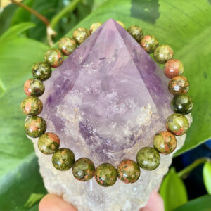 Unakite Bracelet 8mm Round Bead | Handmade Beaded Jewelry Gemstone Crystal