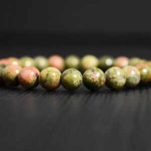 Unakite Beaded Stretch Bracelet, Natural Stone