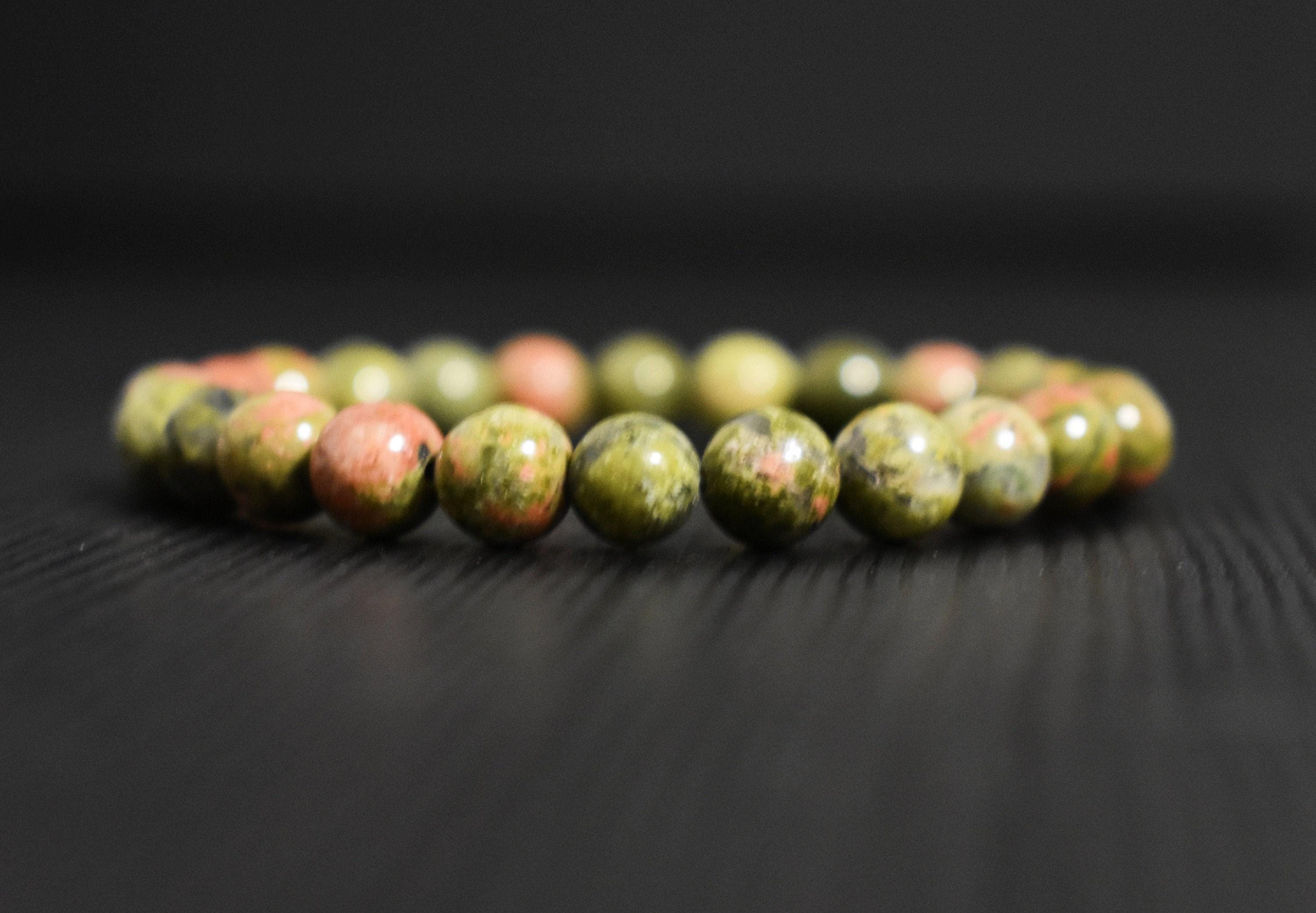 Unakite Beaded Stretch Bracelet, Natural Stone