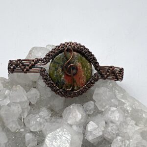 Copper Wire Music Note Bangle/Arm Cuff with Unakite
