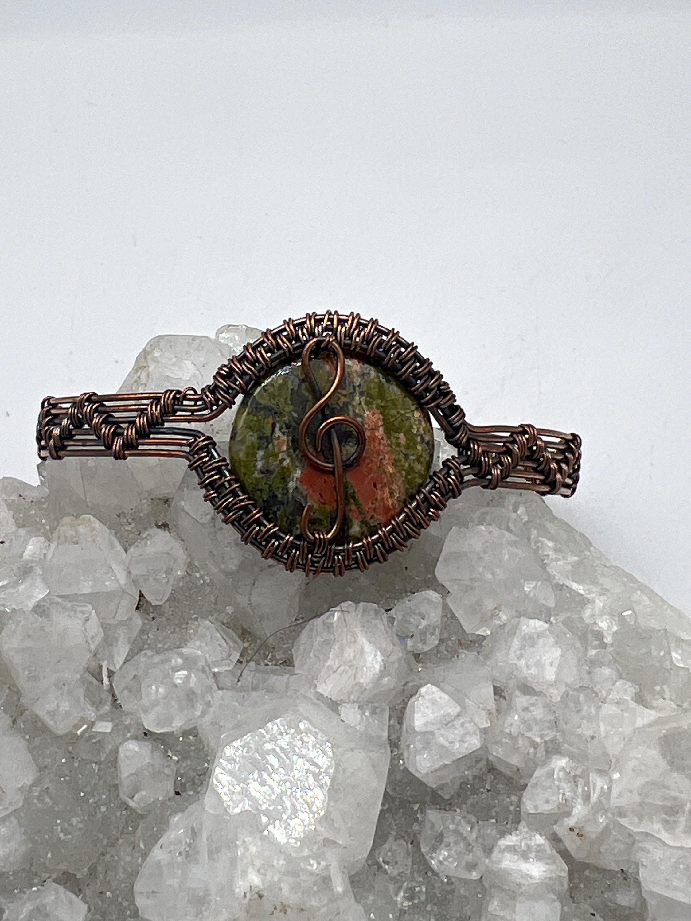 Copper Wire Music Note Bangle/arm Cuff With Unakite