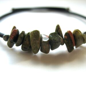 Unakite Gemstone Beaded Cuff Bracelet Jewelry Handmade In Usa
