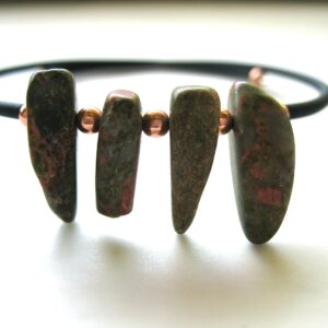 Unakite Gemstone Beaded Cuff Bracelet Jewelry Handmade In Usa