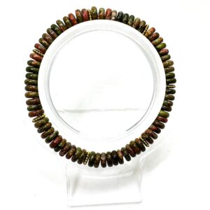 Handmade Unakite Rondelle Bracelet 6.5" – 6mm Gemstone Beads With Gold Spacers - Pgb8r21
