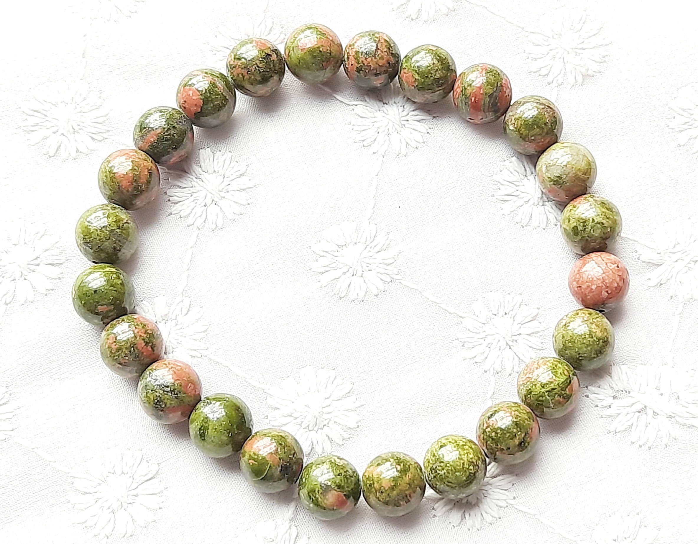 Natural Unakite Bracelet Gemstone For Aura Cleaning,stability,positive Energy,encouraging,strength,reiki,fitness,stress Relief,gift Women.