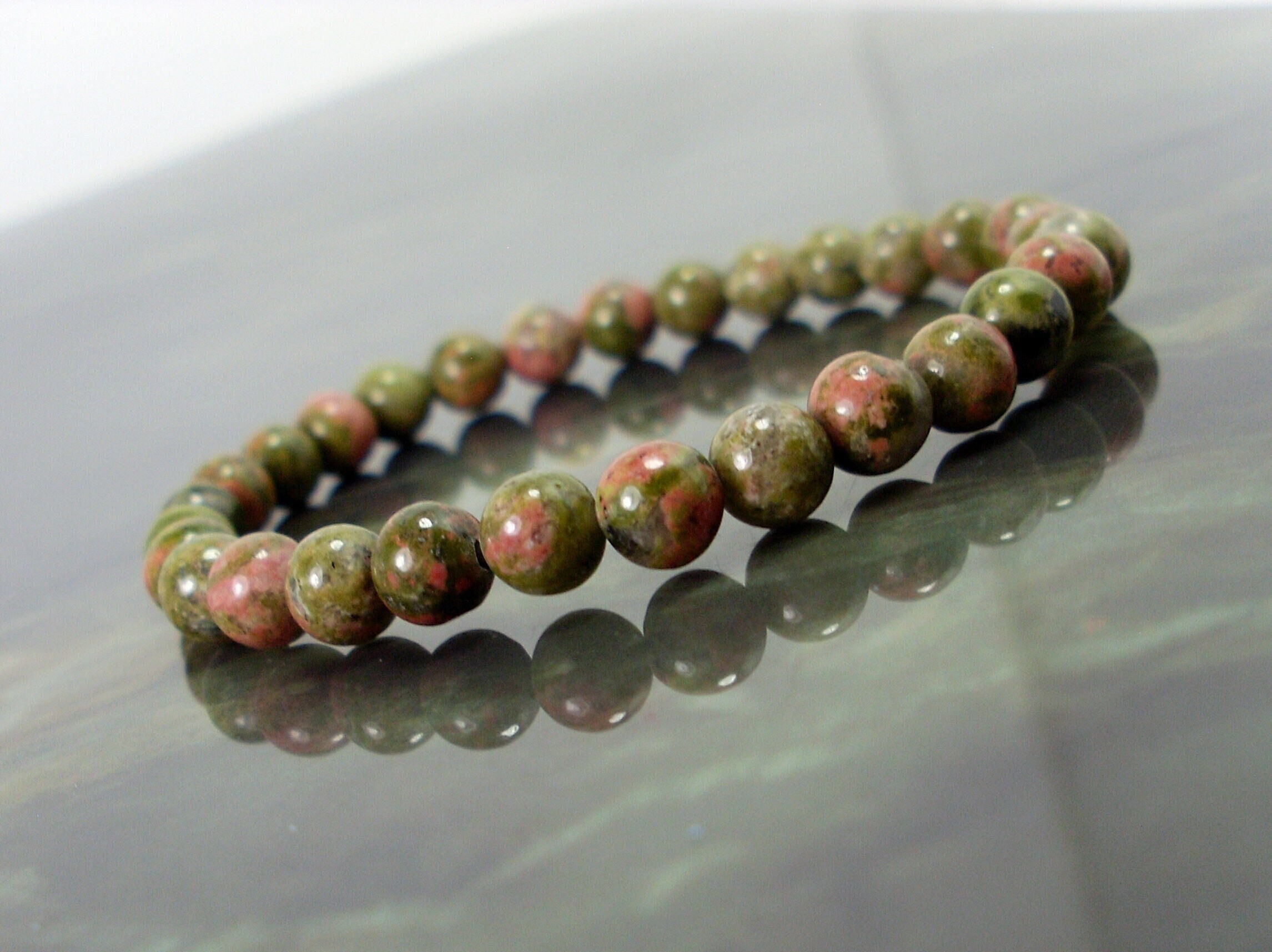 Unakite Bracelet 6mm, Natural Gemstone Bracelet, Women Men Bracelet, Beaded Bracelet +gift Bag