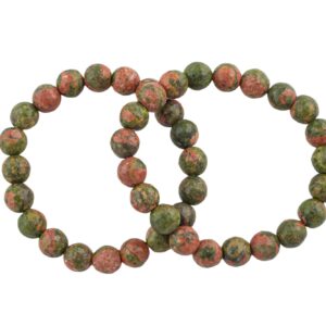Unakite Bracelet Round Size 6mm and 8mm - Handmade In USA - Natural Gemstone Crystal Bracelets - Handmade Jewelry - approx. 7"