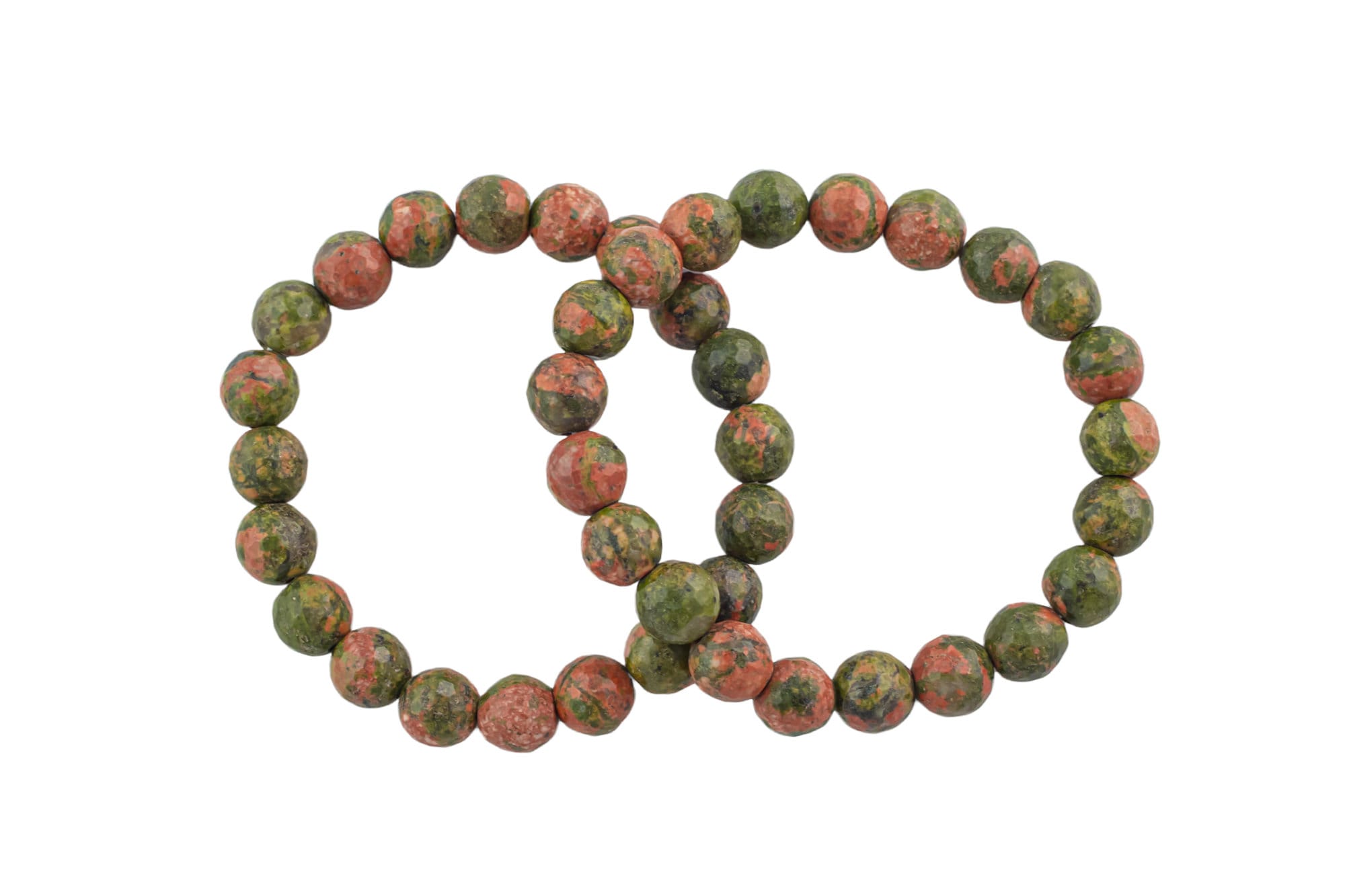 Unakite Bracelet Round Size 6mm And 8mm - Handmade In Usa - Natural Gemstone Crystal Bracelets - Handmade Jewelry - Approx. 7"