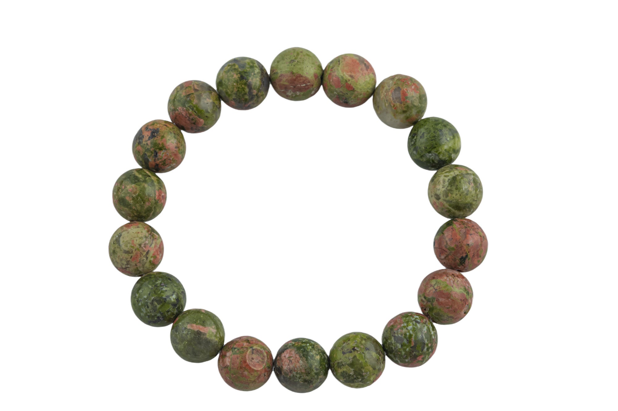 Unakite Bracelet Round Size 6mm And 8mm - Handmade In Usa - Natural Gemstone Crystal Bracelets - Handmade Jewelry - Approx. 7"
