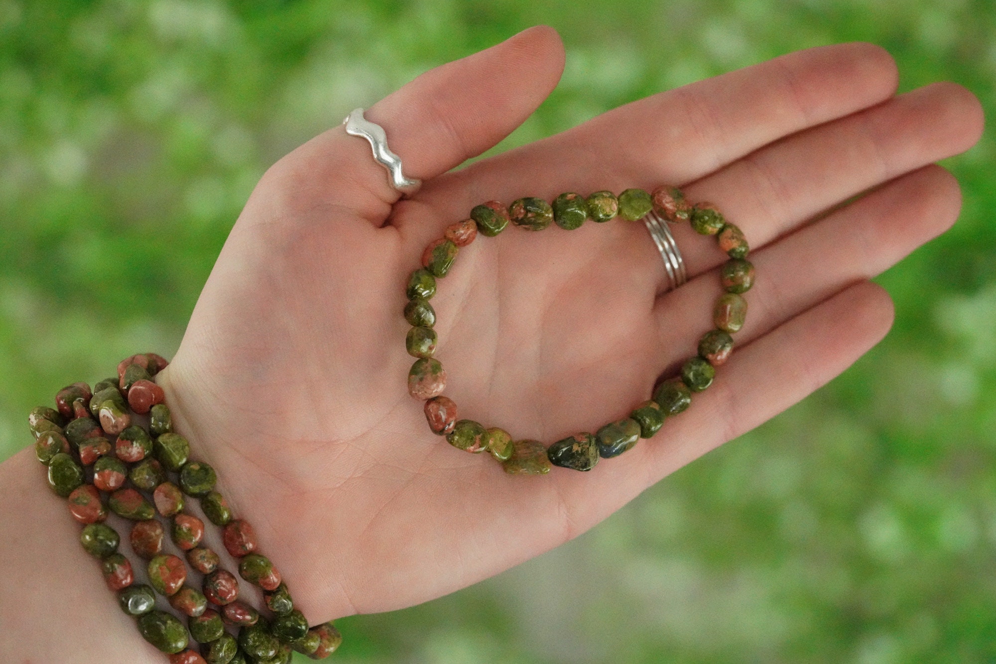 Unakite Tumbled Stone Bracelet