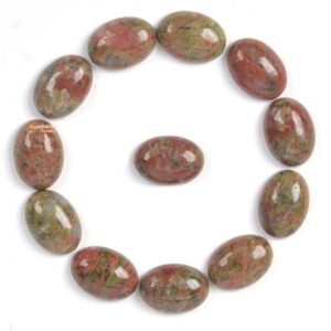 14mm Natural Unakite Gemstone Oval Flatback CAB Cabochon
