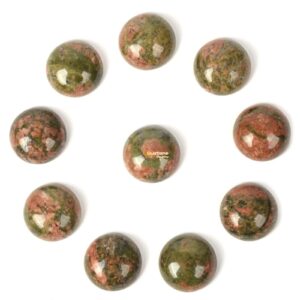 16mm Unakite Gemstone Round Flatback Cab Cabochon Stone Loose Stone Cab DIY Jewelry Making Stone