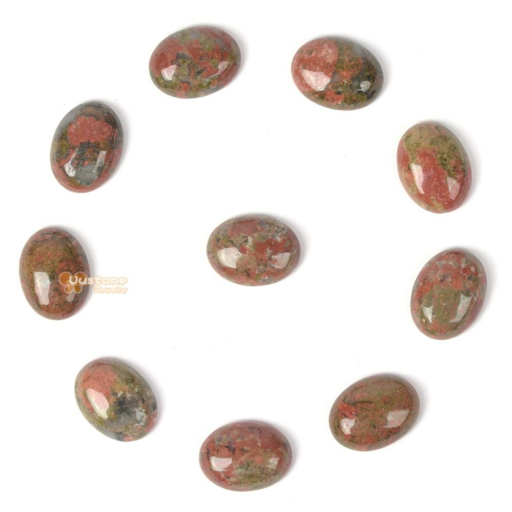 16mm Natural Unakite Gemstone Oval Flatback Cab Cabochon 16mm Natural Unakite Gemstone Oval Flatback Cab Cabochon