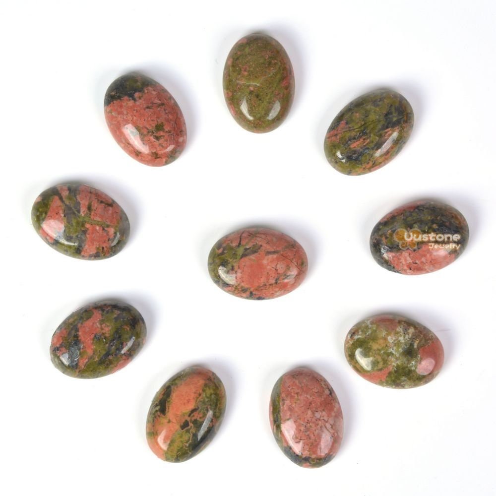 18mm Unakite Gemstone Oval Cab Cabochon