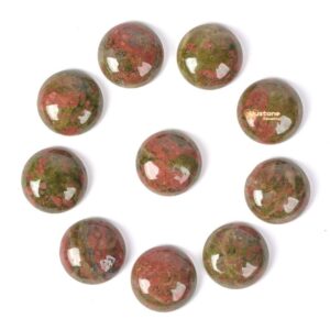 18mm Unakite Gemstone round flatback cab cabochon
