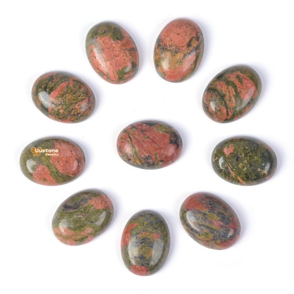 20mm Unakite Oval Flatback Cab Cabochon Diy Jewelry Making