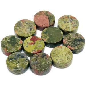 Unakite Gemstone Flat Disk - Crystal Round Coin - Loose Gemstone - Cabochon Gemstone - Handmade Gemstone Round - FL1084