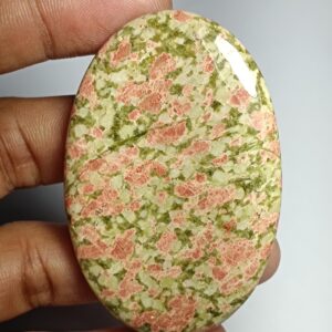 Unakite Gemstone Cabochon: Semi Precious Loose Stone, 61x40mm