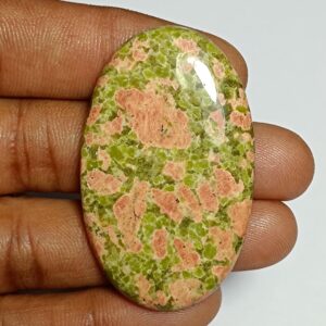 Unakite Cabochon, Loose Gemstone, Jewelry Making (49x30 Mm, 82cts)