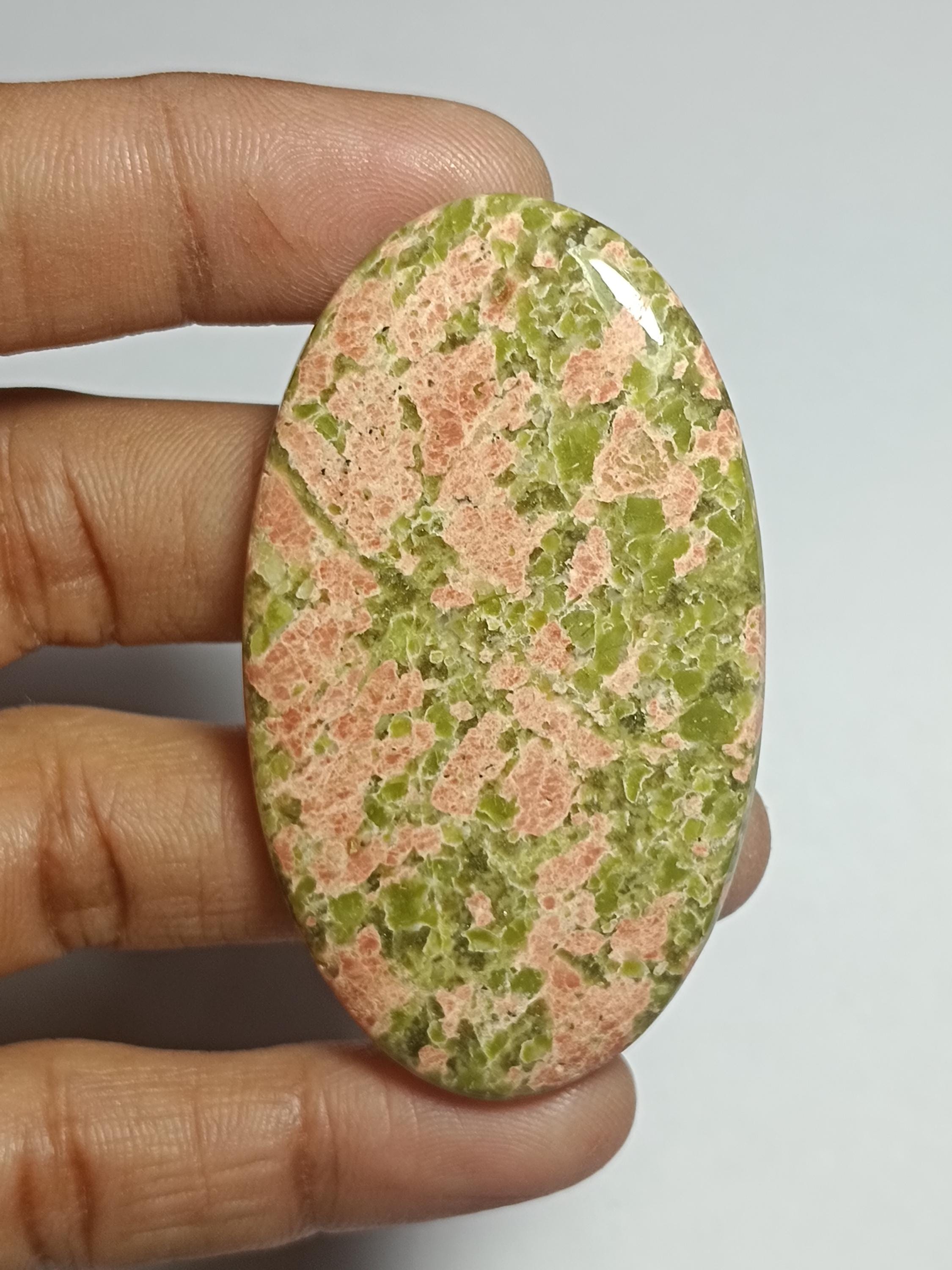 Unakite Cabochon, Loose Gemstone, Jewelry Making (59x34 Mm, 115cts)